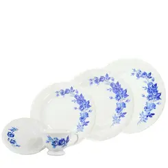 Aparelho Jantar e Chá 30 Peças Porcelana Schmidt - Dec. Cora 2267
