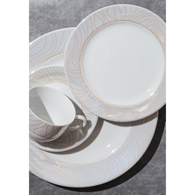 Aparelho Jantar e Chá 30 Peças Porcelana Schmidt - Dec. Blue Oak - SCHMIDT