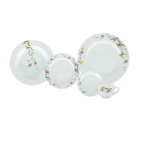 Aparelho Jantar e Chá 30 Peças Porcelana Schmidt - Dec. Carmem 2344