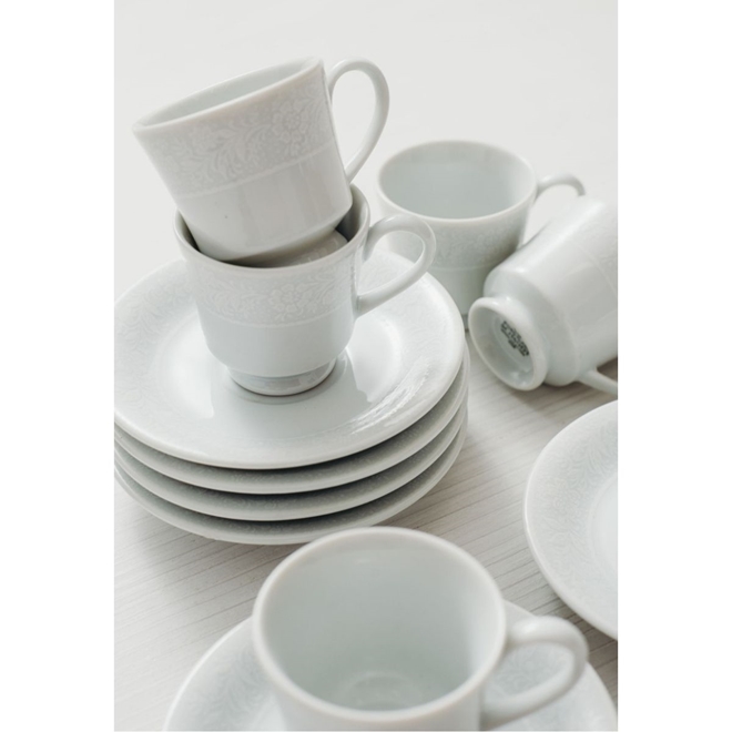 Aparelho de Chá e Café Porcelana Schmidt 53 peças - Dec. Noiva 2248 -  SCHMIDT