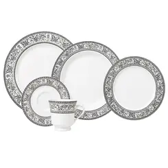 Aparelho Jantar e Chá 30 Peças Porcelana Schmidt - Dec. Kate 2317
