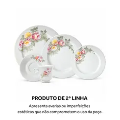 Aparelho Jantar e Chá 30 Peças Porcelana Schmidt - Dec. Romantica Itamaraty E005 2ª Linha