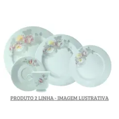 Aparelho Jantar e Chá 30 Peças Porcelana Schmidt - Dec. Romantica 2ª LINHA E005