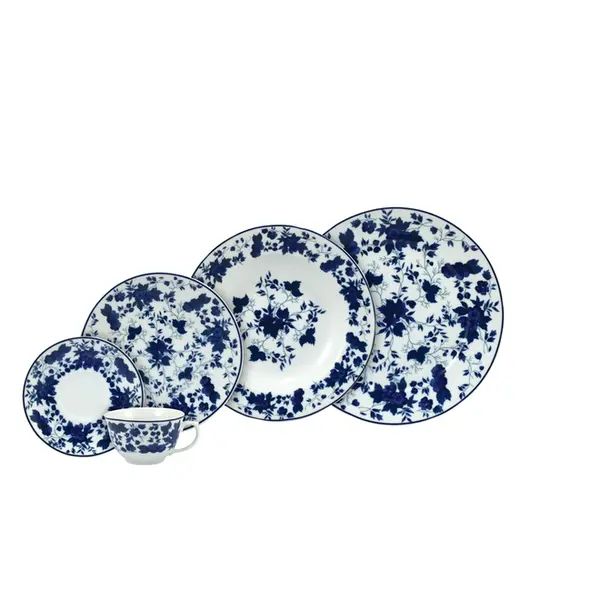 Aparelho Jantar e Chá 30 Peças Porcelana Schmidt - Dec. Folhagem 2354