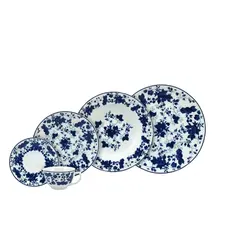 Aparelho Jantar e Chá 30 Peças Porcelana Schmidt - Dec. Folhagem 2354