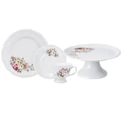 Aparelho Bolo 19 Peças Porcelana Schmidt - Dec. Eterna E351