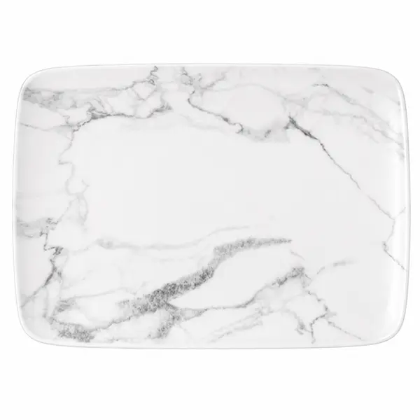 Bandeja Retangular 27cm Porcelana Schmidt - Dec. Mármore Cinza 2343
