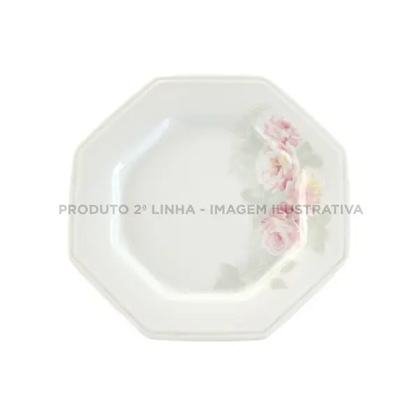 Prato Sobremesa Porcelana Schmidt - Dec. Romântica Prisma E005 2ª Linha
