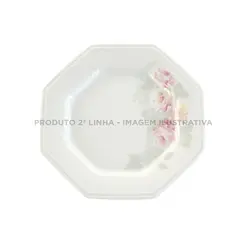 Prato Sobremesa Porcelana Schmidt - Dec. Romântica Prisma E005 2ª Linha