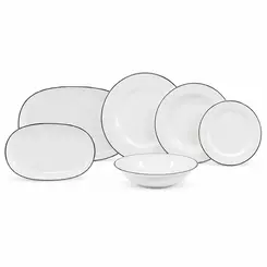Aparelho de Jantar 40 Peças Porcelana Schmidt - Dec. Filetado Prata Itamaraty 0012