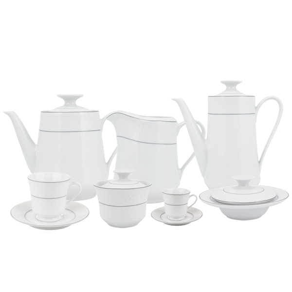 Aparelho de Chá e Café Porcelana Schmidt 53 peças - Dec. Noiva 2248 -  SCHMIDT