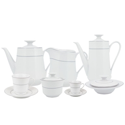 Garagem Colorida - Hora de relaxar! Jogo para Chá e café de porcelana  Schmidt filetada, linha Camicado. Bule para Chá Bule para café Leiteira  Açucareiro Mantegueira 11 jogos de xícaras para café