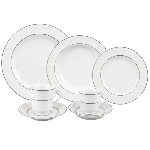 Aparelho Jantar Chá e Café 42 Peças Porcelana Schmidt - Dec. Martha 2309